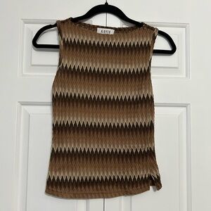 Vintage 90s  A. Byer Brown and Tan Zigzag Tank Top